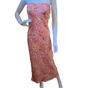RESA Pink Floral Strapless Maxi Dress